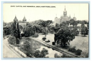 c1940's State Capitol And Memorial Arch Hartford Connecticut CT Postcard 