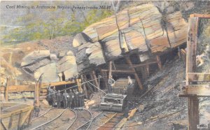 Coal Mining Tunnel Entrance Anthracite Region Pennsylvania linen postcard