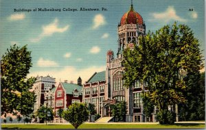 Vtg Buildings of Mulhenburg College Allentown Pennsylvania PA Linen Postcard