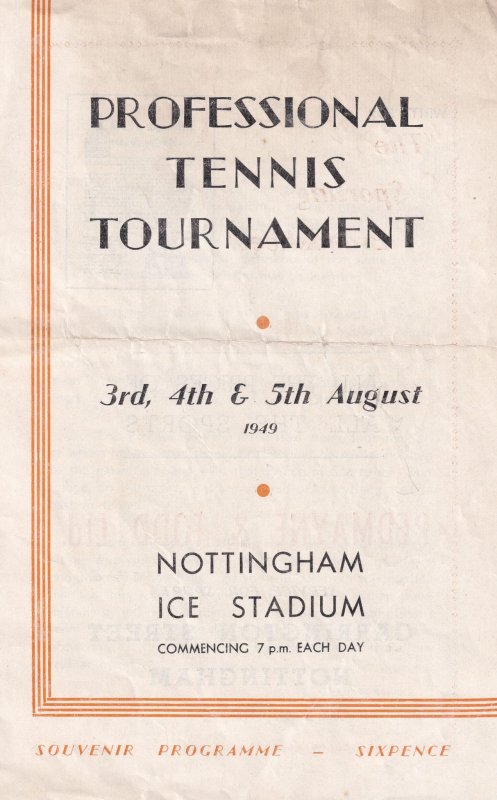 Donald Budge Dinny Pails Tennis 1949 Nottingham Ice Stadium Programme