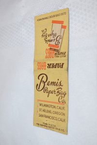 Bemis Paper Bag Co. California Oregon Advertising 20 Strike Matchbook Cover