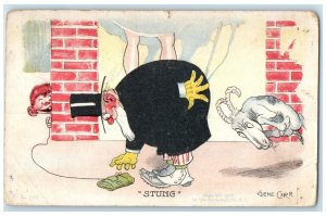 1908 Little Boy Trap Stung Fat Man Woodhill New York NY Rotograph Postcard