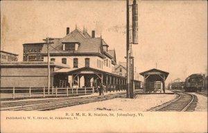St. Johnsbury VT B&M RR Train Station Depot c1910 Postcard