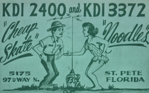 Vintage Postcard KDI 24000 & KDI 3372 Cheap Skate Noodles St. Petersburg Florida