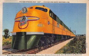 THE NEW STREAMLINER 400-CHICAGO & NORTH WESTERN LINE~1941 POSTCARD