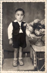 Adorable Italian Child Ernesto Ar Maudo c1947 Real Photo Postcard Y4