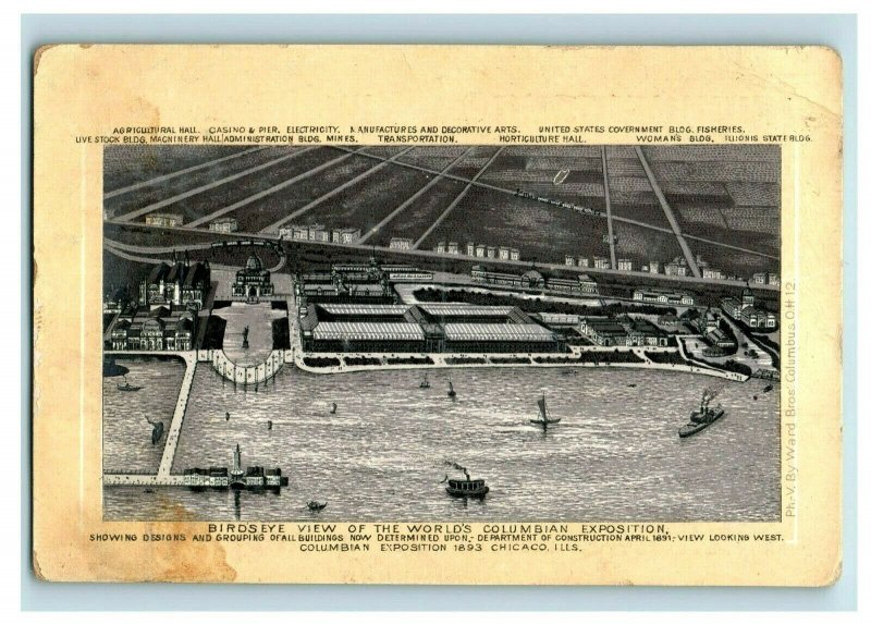 1893 Columbia Expo Jersey Coffee Bird's Eye View Fab! P197