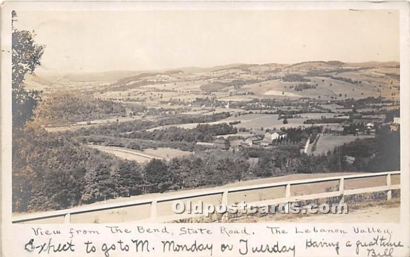 View from the Bend, State Road, Real Photo Lebanon Valley, NY, USA 1907 