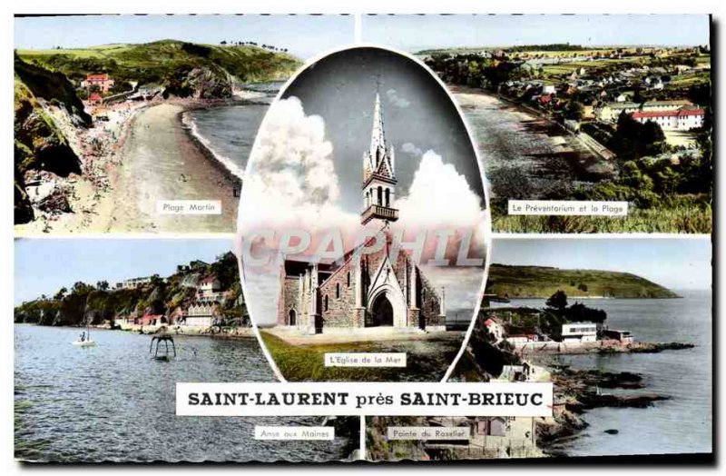 Postcard Modern Saint Laurent Pres Saint Brieuc Anse Beach MArtin monks