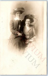 c1910s Adorable Smiling Young Women RPPC Lady Friends Real Photo Cute Girls A159