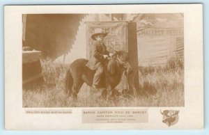 RPPC BARON CAPITAN NICU de BARCSY Midget Dwarf on Pony CIRCUS PERFORMER Postcard