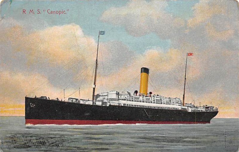 SS Canopic White Star Line Writing on back, missing stamp 