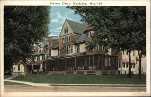 Waukesha Wisconsin WI Terrace Hotel Vintage Postcard