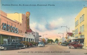 Postcard 1959 Florida Business District Krome Avenue autos Tichnor 23-13404