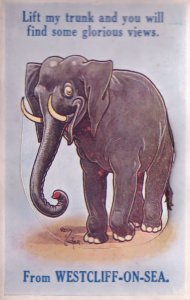 Elephant At Westcliffe On Sea Essex Mailing Novelty Old Postcard
