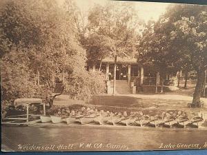 Postcard  1913 View of Weidenhall Hall, Y.M.C.A. Camp, Lake Geneva. WI.      U2