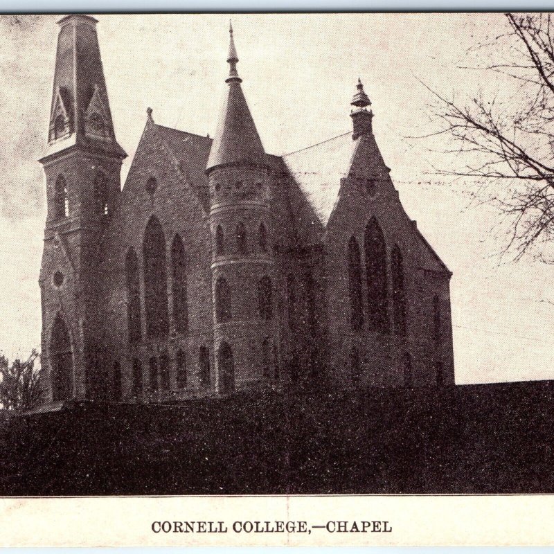 c1910s Mt. Vernon, IA Cornell College Campus Chapel Historic Stone Postcard A116