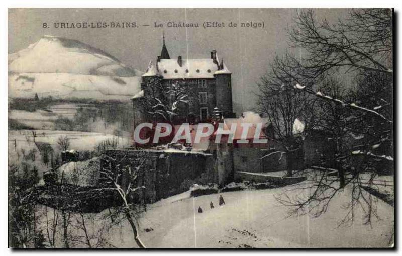 Old Postcard Uriage les Bains Le Chateau (Effect of Snow)