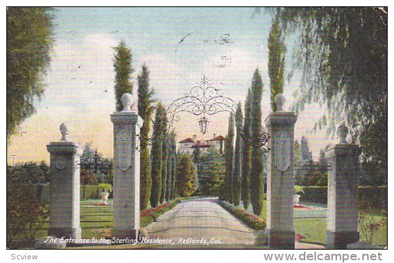 The Entrance to the Sterling Resdience, REDLANDS, California, PU-1908