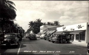 Palm Beach Florida FL Worth Ave Classic Cars Real Photo Vintage Postcard