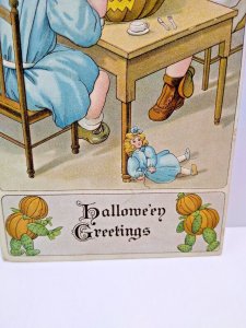 Halloween Postcard Anthropomorphic Gobins Children Tea Party Toys BW Series 374 