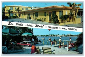 1972 Sea Villa Apartments & Motel Restaurant Treasure Island Florida Postcard
