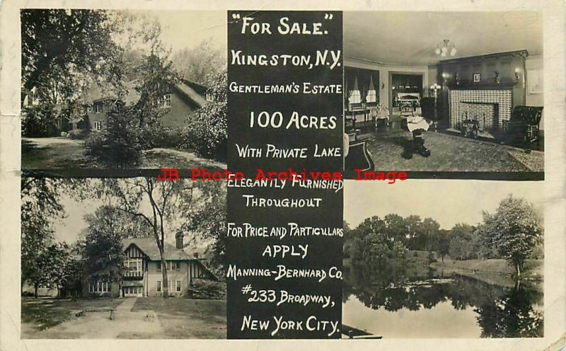 NY, Kingston, New York, RPPC, Gentleman's Estate For Sale, 1923 PM, Photo