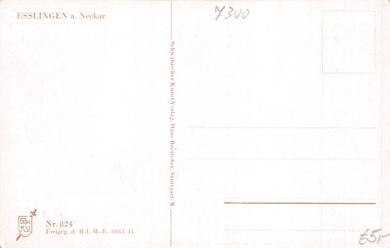 L201 Germany Esslingen am Neckar Panoramic view vintage postcard