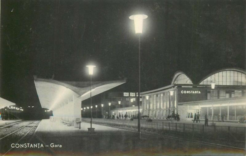 Romania Constanta railway train station early postcard 