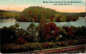 Bailey's Bend on French Broad River, Asheville NC c1913 Vintage Postcard R44