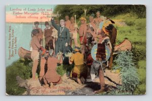 Landing of Louis Joliet and Father Marquette Near La Salle IL UNP DB Postcard N7