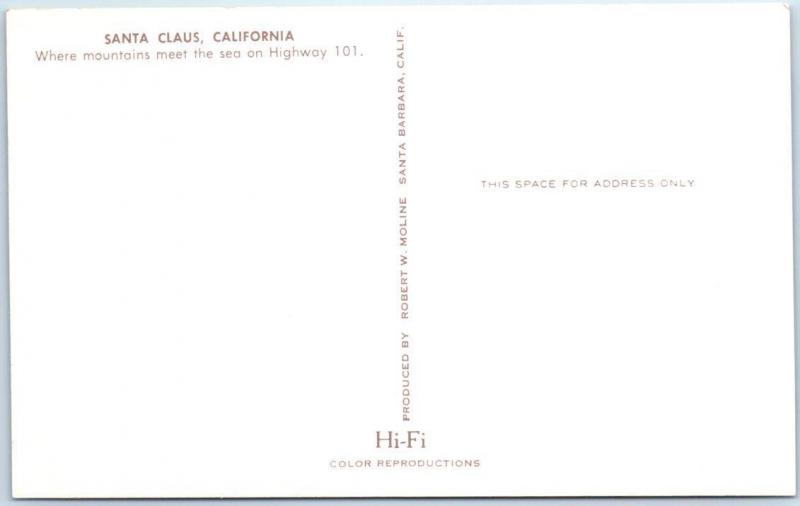 Carpinteria  GREETINGS from SANTA CLAUS, CALIFORNIA  Roadside   Postcard