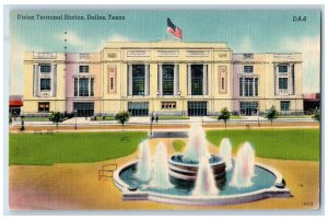 1949 Union Terminal Station Fountain Park Building Dallas Texas Vintage Postcard