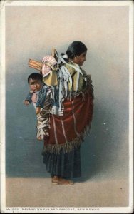 Fred Harvey No. H-1953 Navajo Woman and Papoose New Mexico c1910 Postcard