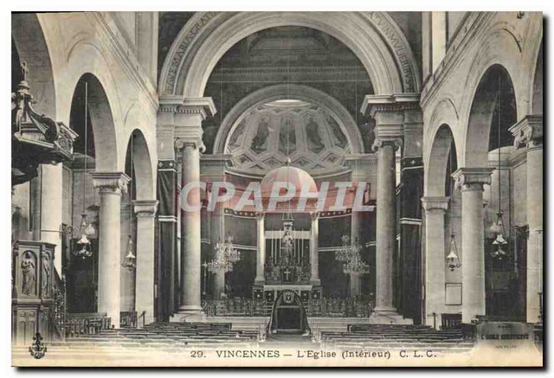 Old Postcard Vincennes Church Interior