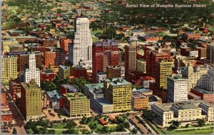 Linen Postcard Aerial View of Memphis Business District in Tennessee~2872