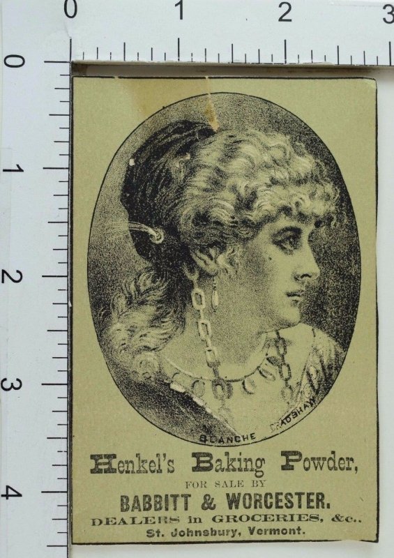 Babbitt & Worcester Henkel's Baking Powder Lovely Actress Blanche Bradshaw F63