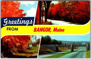 VINTAGE POSTCARD (3) VIEWS SCENES FROM BANGOR MAINE 1960s