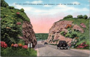 Postcard MO Lakeside The Cut North Entrance Bagnell Dam Highway