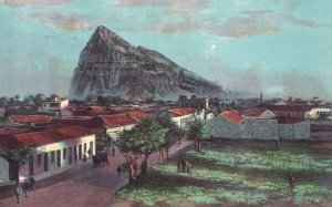 Vintage Postcard Gibraltar Rock From Lima Building Climbing Mountain Peninsula