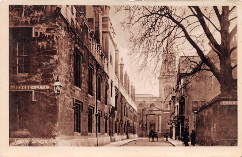 OXFORD UK LINCOLN COLLEGE~BRAESNOSE LANE AT MARKET STREET-PHOTO POSTCARD