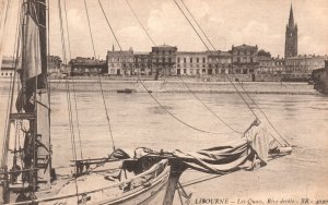 Vintage Postcard 1910's Libourne Les Quais Rive Droite Paris France