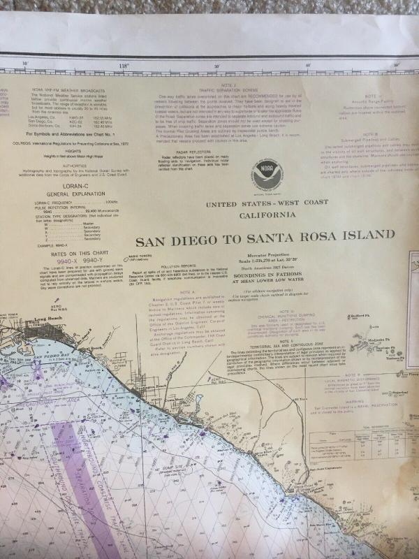 Vintage Nautical Map Chart: 18740 San Diego to Santa Rosa 27th Ed. 4/17/82