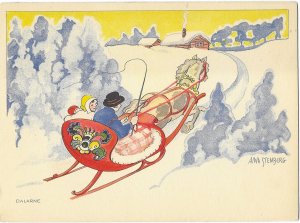 Sleigh Ride  Family Art of Aina Stenberg Sweeden Printed in Stockholm