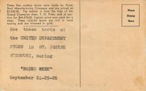 1930s Saint Joseph Missouri Rodeo Acme Cowboy Boot Advertising Department Store 