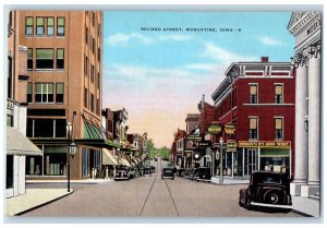 c1950 Second Street Classic Car Railway Establishment Muscatine Iowa IA Postcard