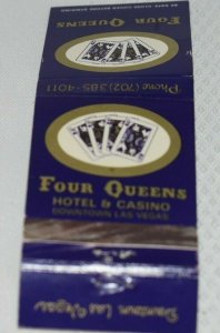 Four Queens Hotel and Casino Las Vegas Nevada Blue 20 Strike Matchbook Cover