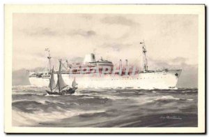Old Postcard Messageries Maritimes Boat Company