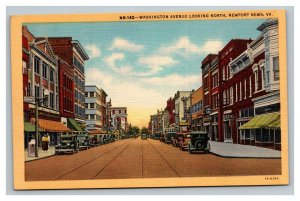 Vintage 1940's Linen Postcard Washington Avenue Newport News Virginia Antiques