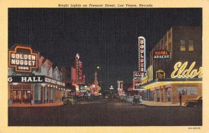 Las Vegas Nevada Fremont Street at Night Linen Postcard AA29763